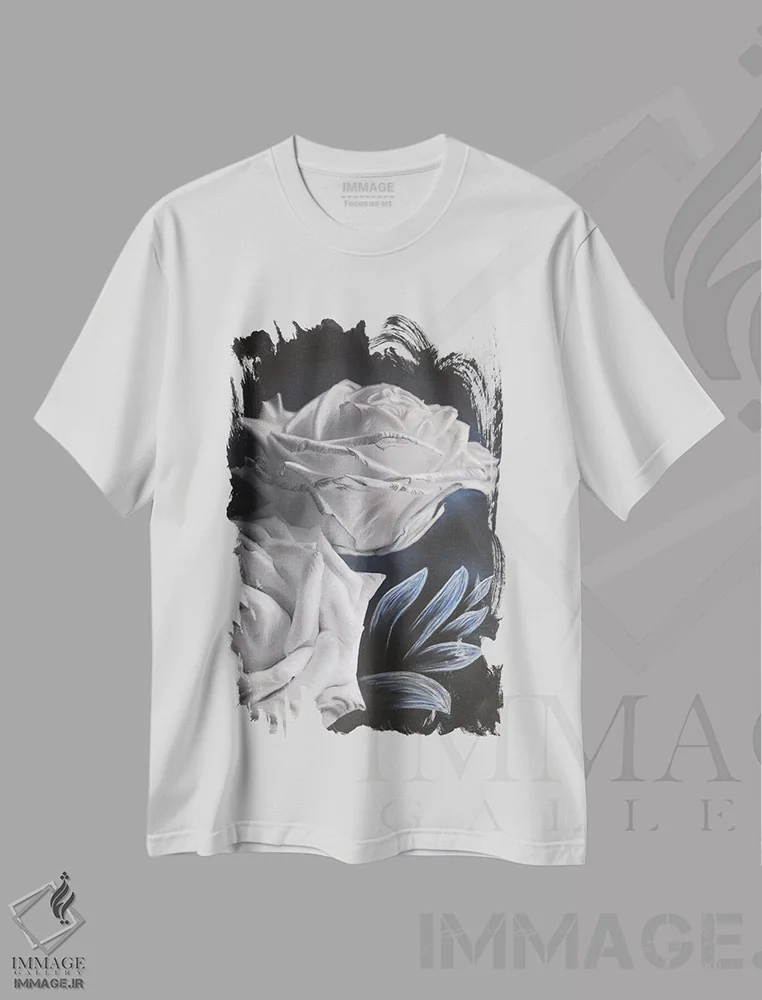 تیشرت سفید طرح دار رزهای اعتماد، مدیوم اثر شارلوت ادر | فروشگاه ایماژ