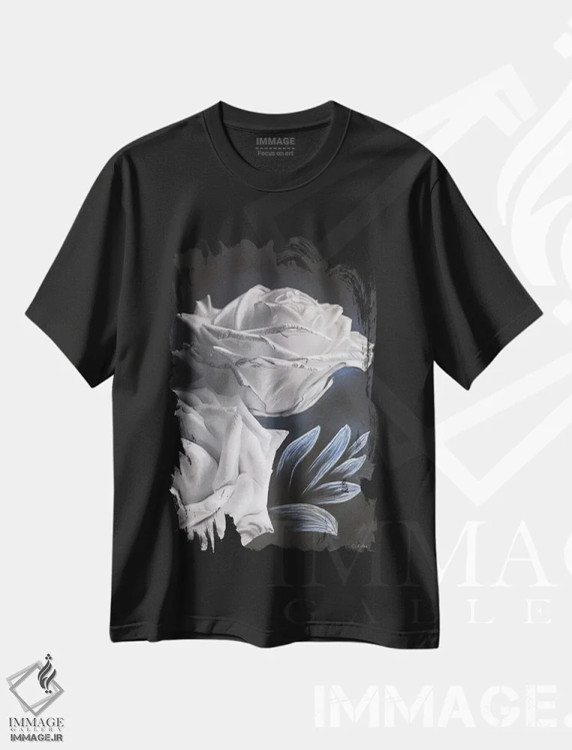 تیشرت مشکی طرح دار رزهای اعتماد، مدیوم اثر شارلوت ادر | immage.ir