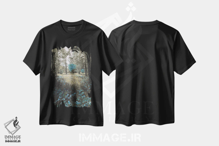 تیشرت مشکی طرح دار پارک، مدیوم اثر شارلوت ادر | فروشگاه ایماژ