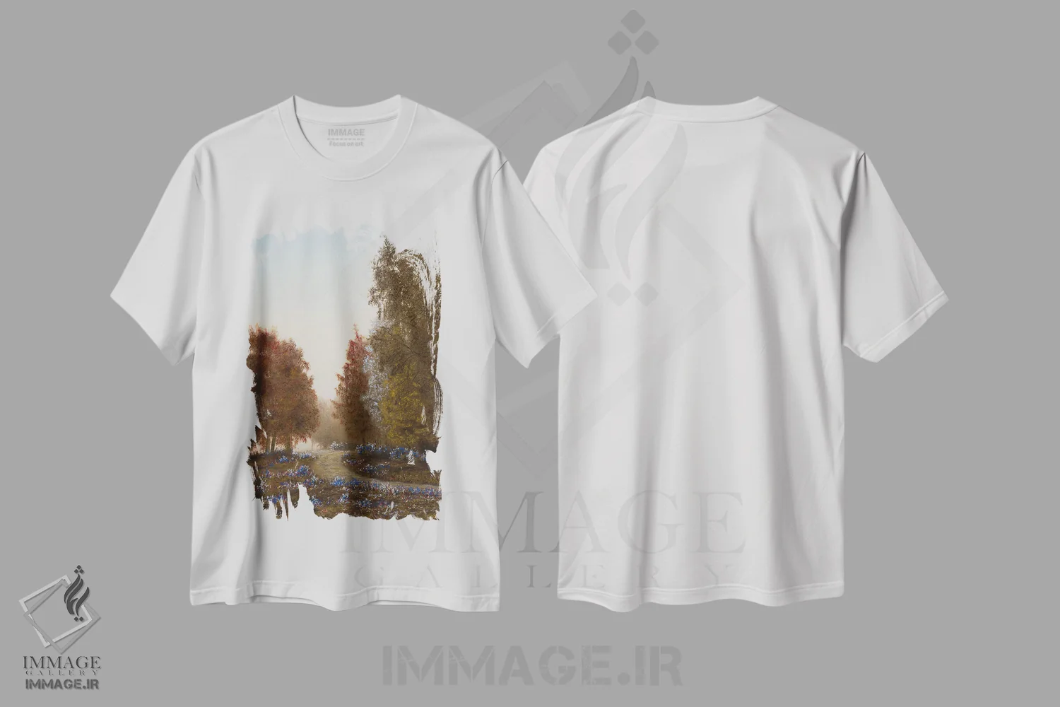 تیشرت سفید طرح دار منظره با رنگ قرمز، مدیوم اثر شارلوت ادر | immage.ir