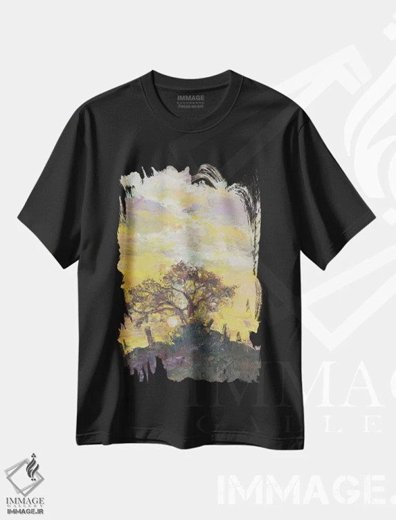 تیشرت مشکی طرح دار یک راه به بالا، هنر فاخر معاصر اثر کترین ام الیوت | immage.ir