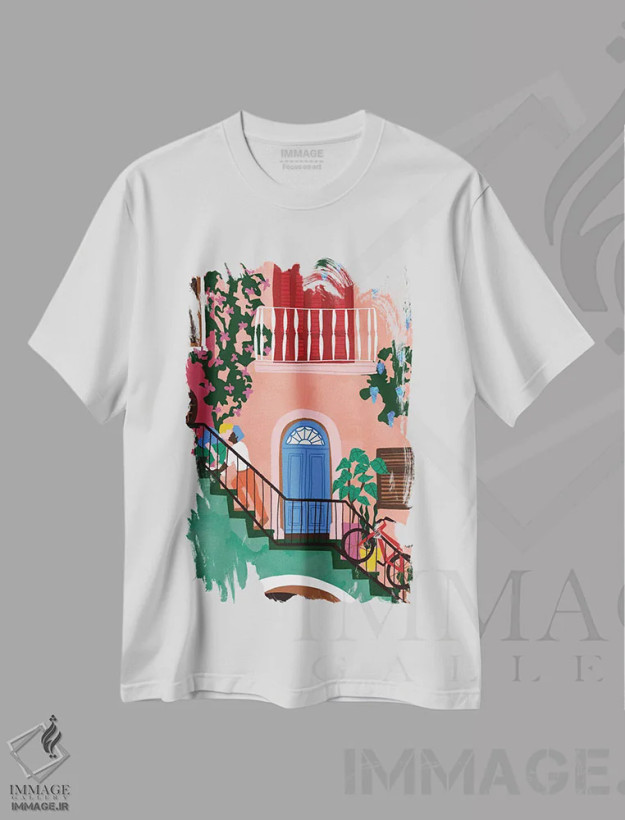 تیشرت سفید طرح دار مرا ببوس، هنر دیجیتال اثر جیدا الاسار | فروشگاه ایماژ