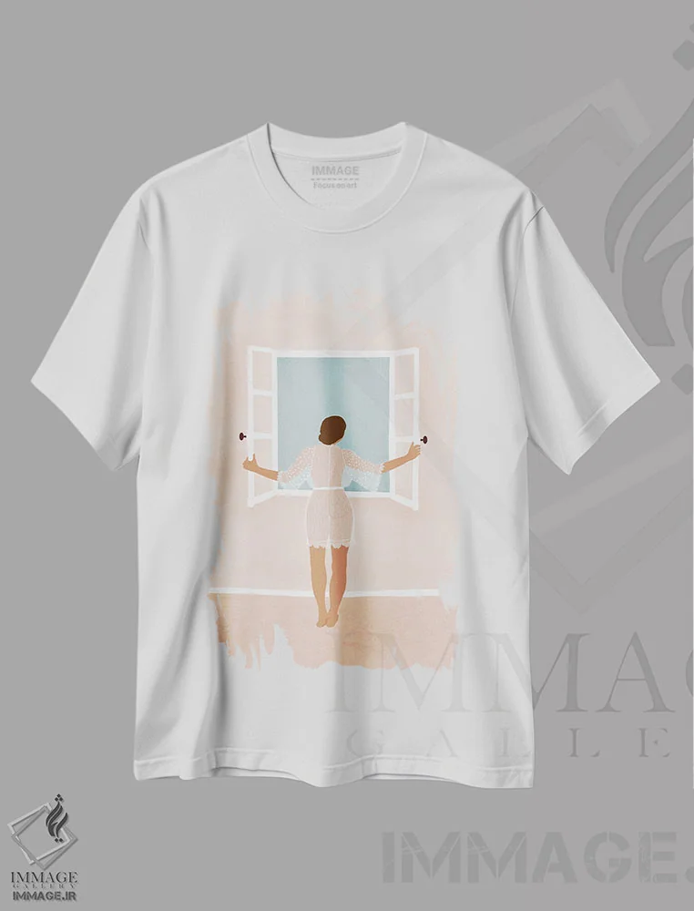 تیشرت سفید طرح دار نسیم صبحگاهی، هنر دیجیتال اثر جیدا الاسار | immage.ir