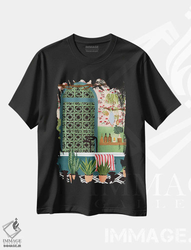 تیشرت مشکی طرح دار حمام شبانه، هنر دیجیتال اثر جیدا الاسار | فروشگاه ایماژ