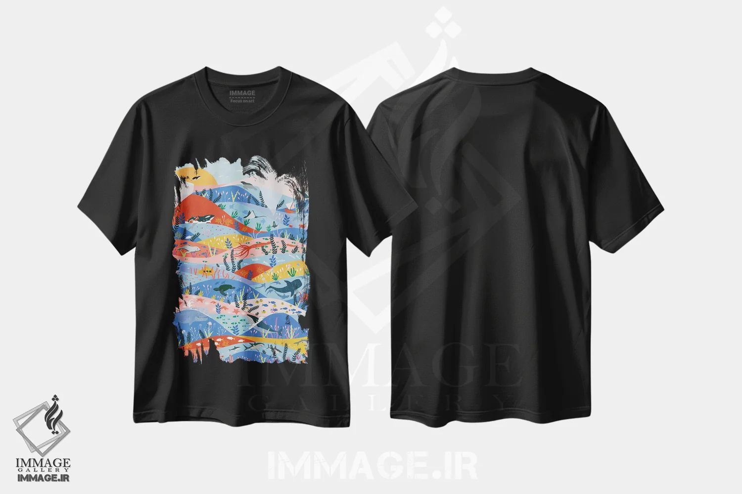 تیشرت مشکی طرح دار اقیانوس ها، هنر دیجیتال اثر جیدا الاسار | immage.ir