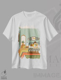 تیشرت سفید طرح دار خانهٔ تابستانی، هنر دیجیتال اثر جیدا الاسار | فروشگاه ایماژ