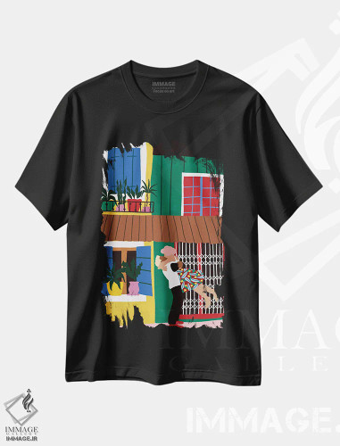 تیشرت مشکی طرح دار هیجانم کن، هنر دیجیتال اثر جیدا الاسار | فروشگاه ایماژ