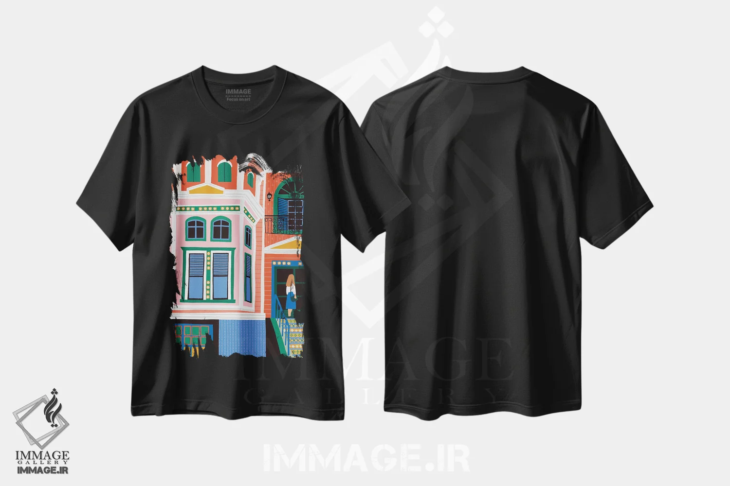 تیشرت مشکی طرح دار خانهٔ ویکتوریایی، هنر دیجیتال اثر جیدا الاسار | immage.ir