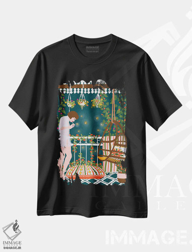 تیشرت مشکی طرح دار کرم شب تاب، هنر دیجیتال اثر جیدا الاسار | فروشگاه ایماژ