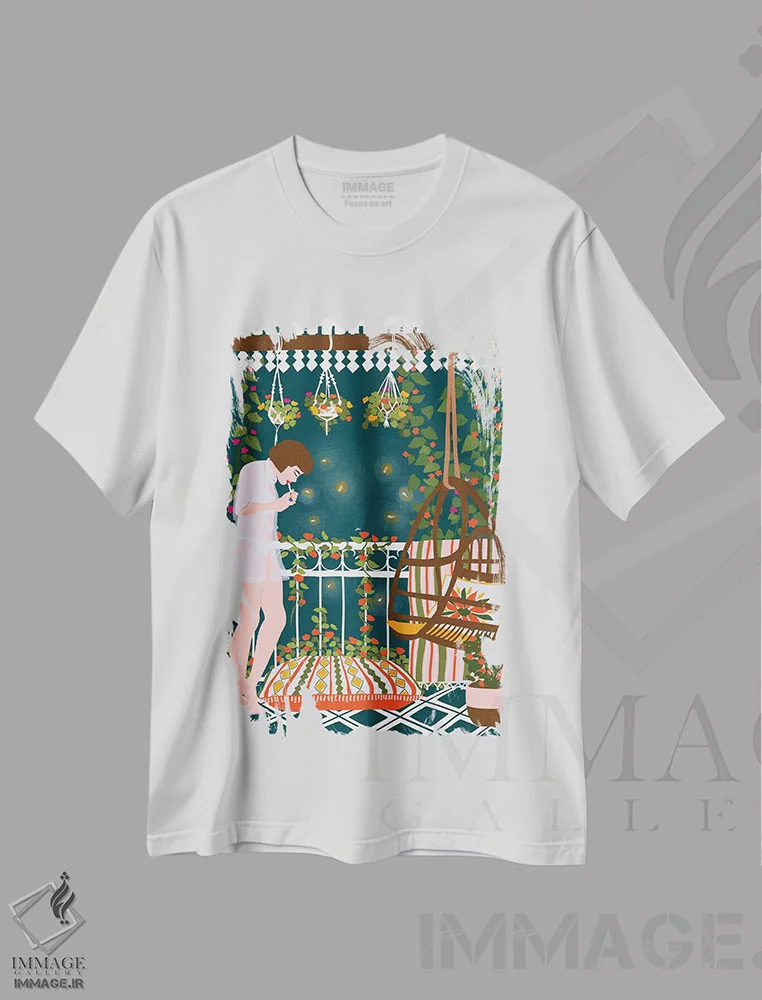 تیشرت سفید طرح دار کرم شب تاب، هنر دیجیتال اثر جیدا الاسار | immage.ir