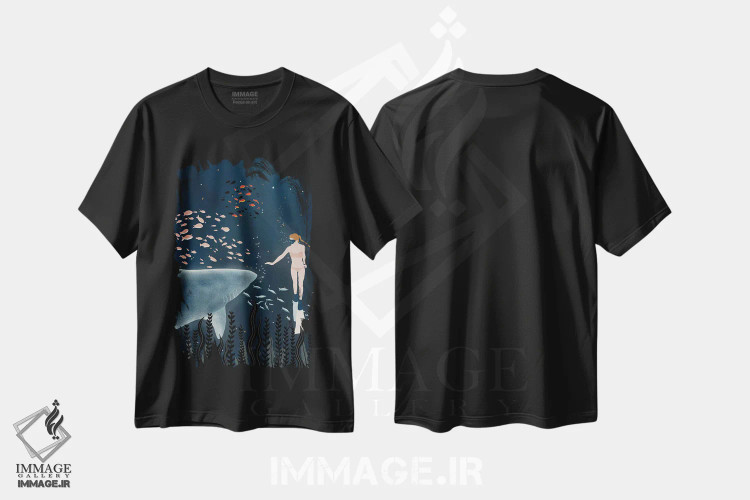 تیشرت مشکی طرح دار بیایید دوست باشیم، هنر دیجیتال اثر جیدا الاسار | فروشگاه ایماژ