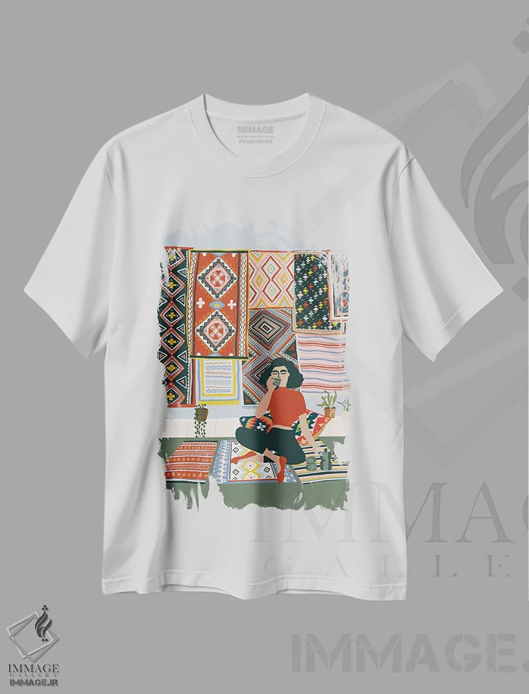 تیشرت سفید طرح دار استراحت قهوه، هنر دیجیتال اثر جیدا الاسار | immage.ir
