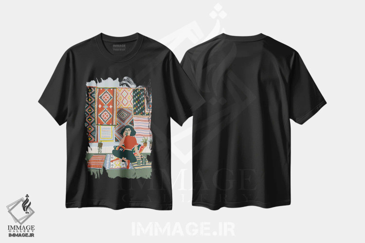 تیشرت مشکی طرح دار استراحت قهوه، هنر دیجیتال اثر جیدا الاسار | فروشگاه ایماژ