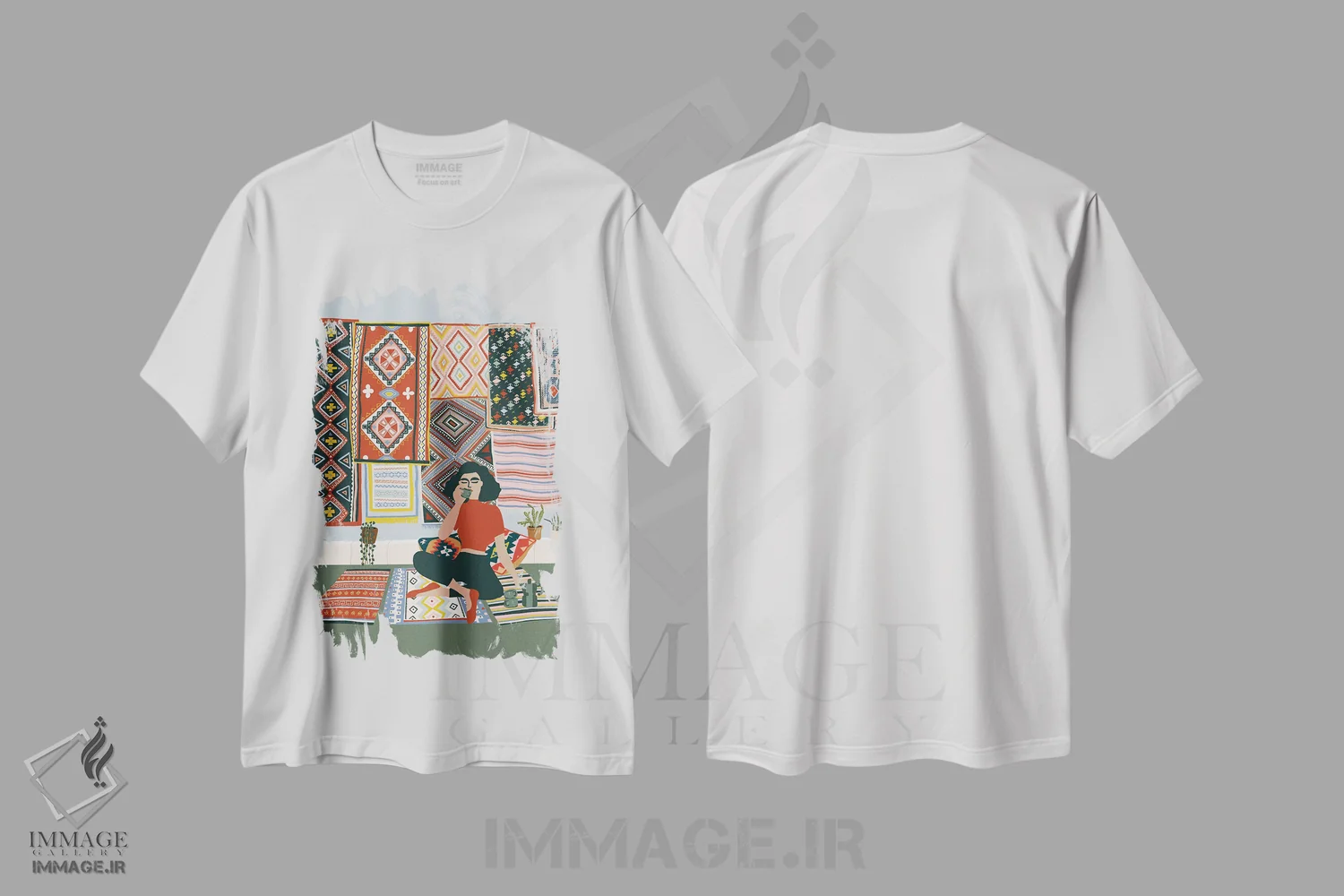 تیشرت سفید طرح دار استراحت قهوه، هنر دیجیتال اثر جیدا الاسار | immage.ir