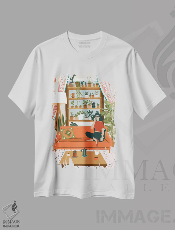 تیشرت سفید طرح دار ظهر دلپذیر، دکور بوهمی اثر جیدا الاسار | immage.ir