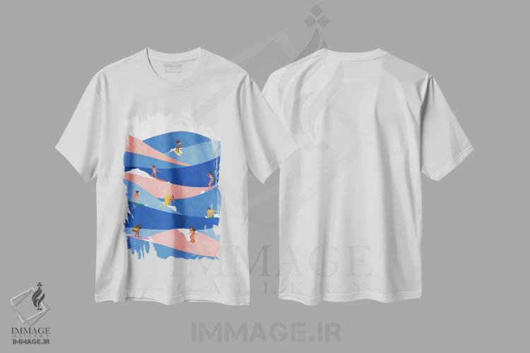 تیشرت سفید طرح دار موج سواری مانند دختران، تزئینی اثر جیدا الاسار | فروشگاه ایماژ