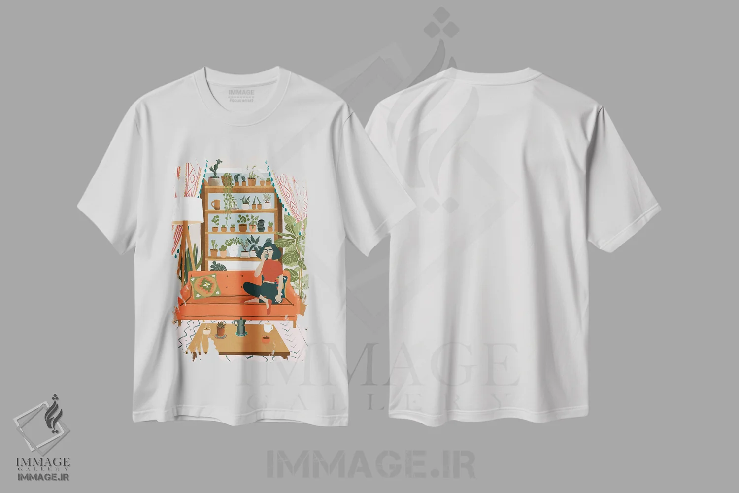 تیشرت سفید طرح دار ظهر دلپذیر، دکور بوهمی اثر جیدا الاسار | immage.ir