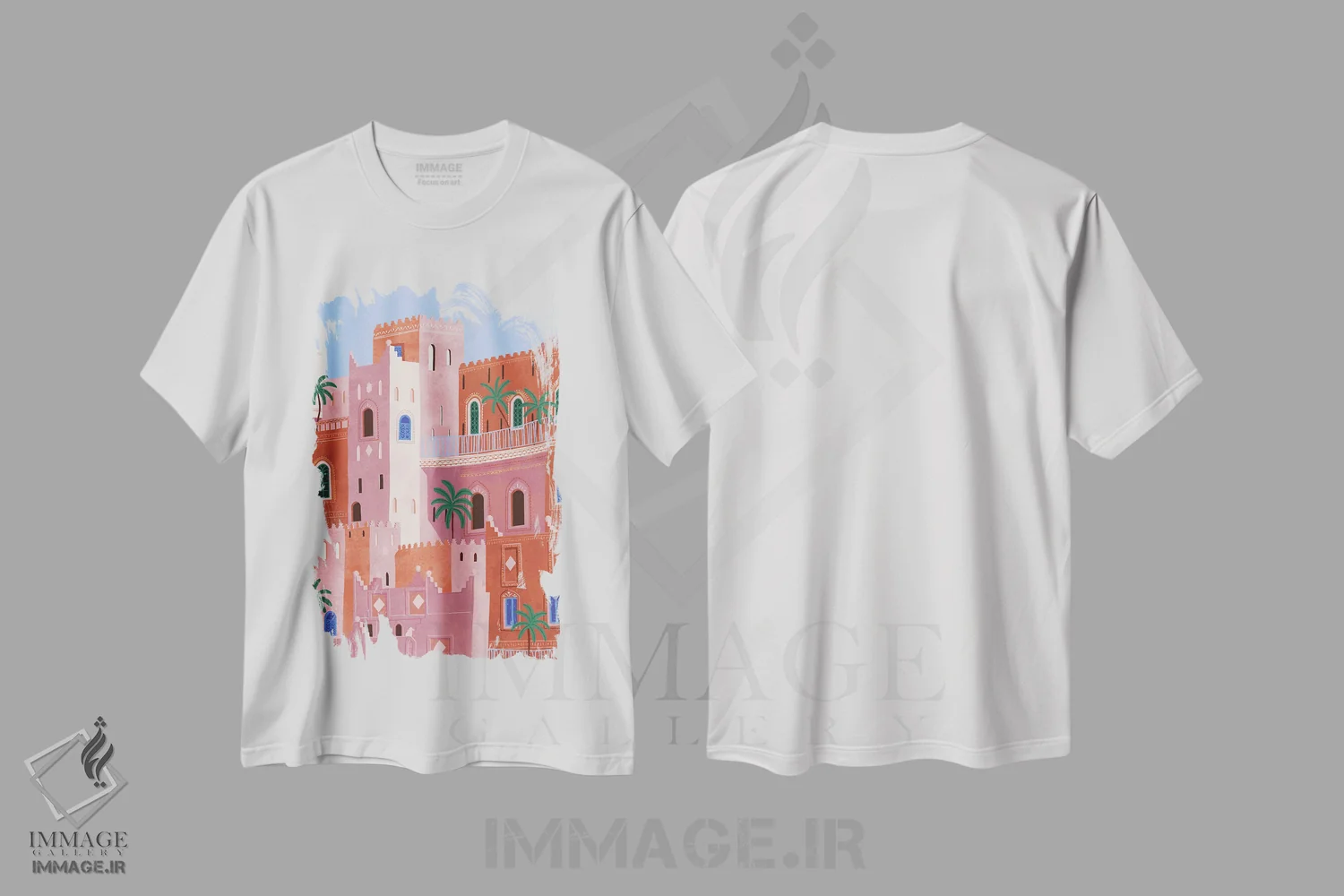 تیشرت سفید طرح دار غروب در مراکش، دکور آفریقایی اثر جیدا الاسار | immage.ir