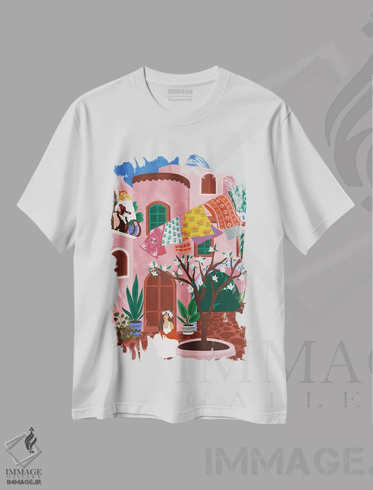 تیشرت سفید طرح دار بهار، تزئینی اثر جیدا الاسار | immage.ir