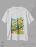 تیشرت سفید طرح دار روستاهای پاییزی، دکور بوهمی اثر جیدا الاسار | immage.ir