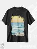 تیشرت مشکی طرح دار یافته ساحل لاودرمیلک، هنر فاخر معاصر اثر کرتیس فانک | immage.ir
