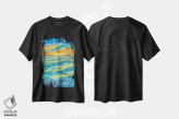 تیشرت مشکی طرح دار غروب جزایر سیستا کیز، هنر فاخر معاصر اثر کرتیس فانک | فروشگاه ایماژ