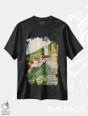تیشرت مشکی طرح دار ویلای توسکانی، هنر فاخر معاصر اثر کرتیس فانک | فروشگاه ایماژ