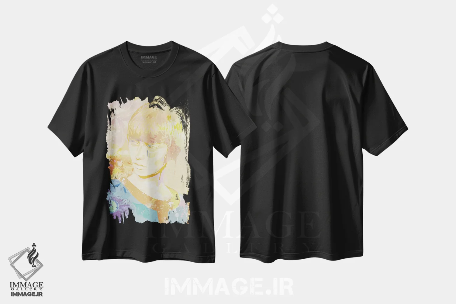 تیشرت مشکی طرح دار بانوی طلایی، هنر دیجیتال اثر فایو بای فایو کالکتیو | immage.ir