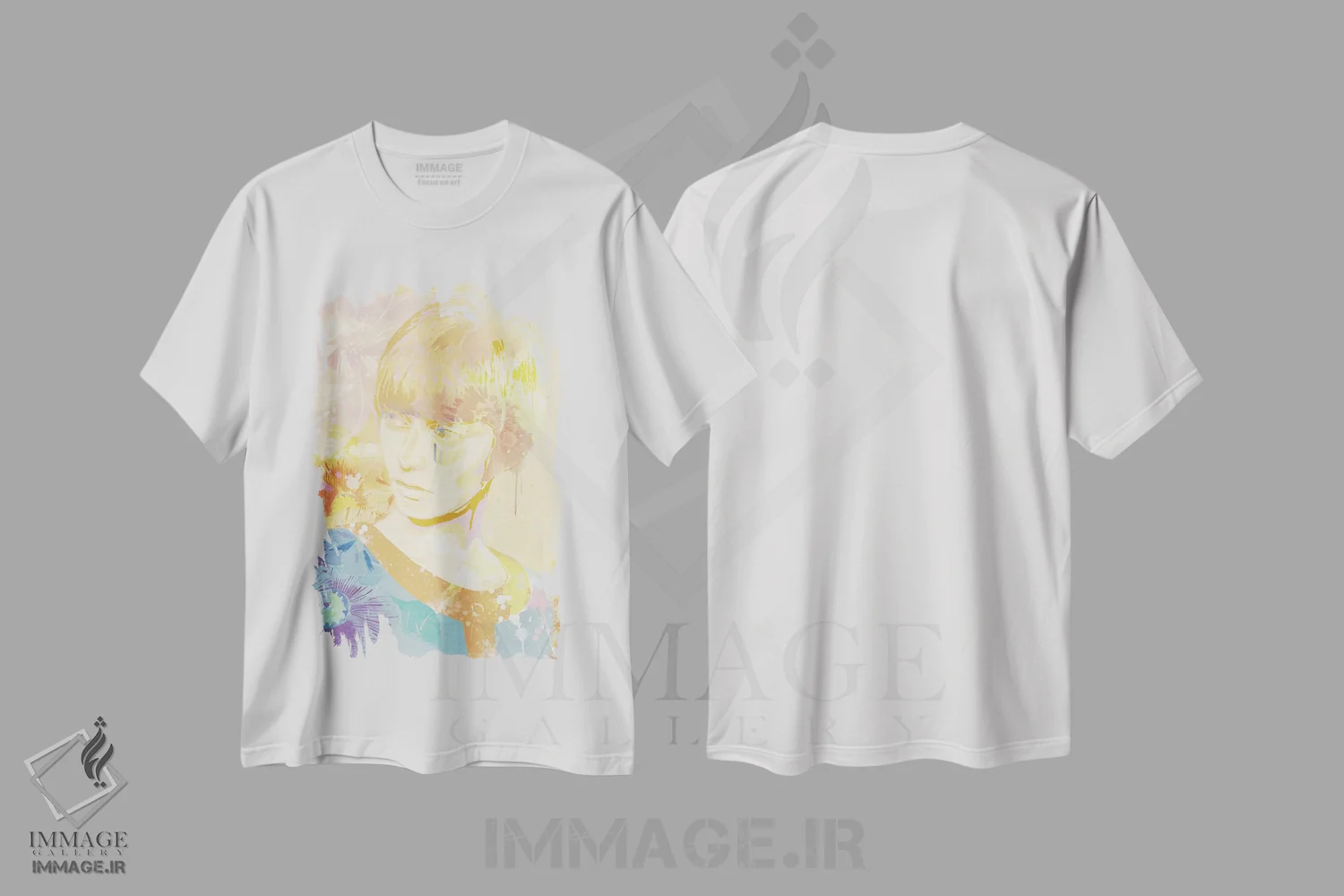 تیشرت سفید طرح دار بانوی طلایی، هنر دیجیتال اثر فایو بای فایو کالکتیو | فروشگاه ایماژ