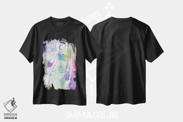 تیشرت مشکی طرح دار بیان صلح، هنر دیجیتال اثر فایو بای فایو کالکتیو | فروشگاه ایماژ