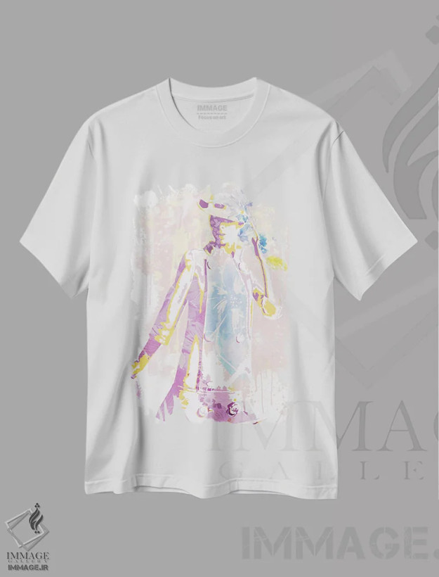 تیشرت سفید طرح دار الگوی ناممکن معصومیت، هنر دیجیتال اثر فایو بای فایو کالکتیو | فروشگاه ایماژ