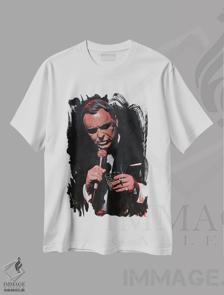 تیشرت سفید طرح دار فرانک سیناترا، هنر فاخر معاصر اثر کریگ کمپبل | فروشگاه ایماژ