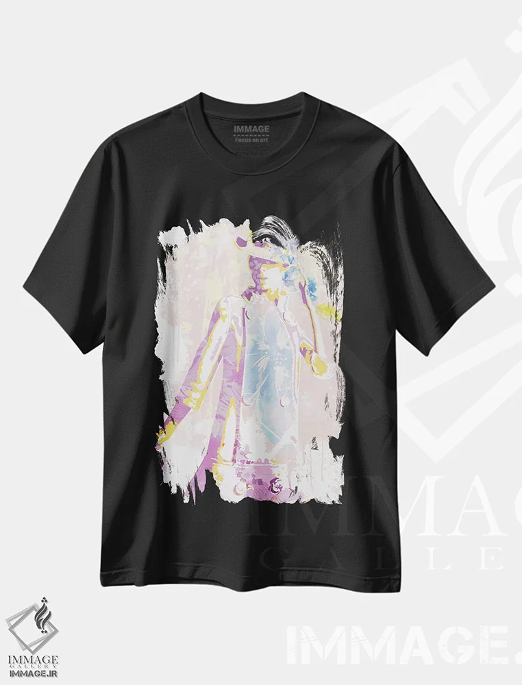 تیشرت مشکی طرح دار الگوی ناممکن معصومیت، هنر دیجیتال اثر فایو بای فایو کالکتیو | immage.ir