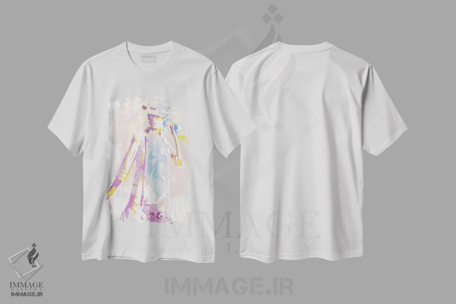 تیشرت سفید طرح دار الگوی ناممکن معصومیت، هنر دیجیتال اثر فایو بای فایو کالکتیو | فروشگاه ایماژ