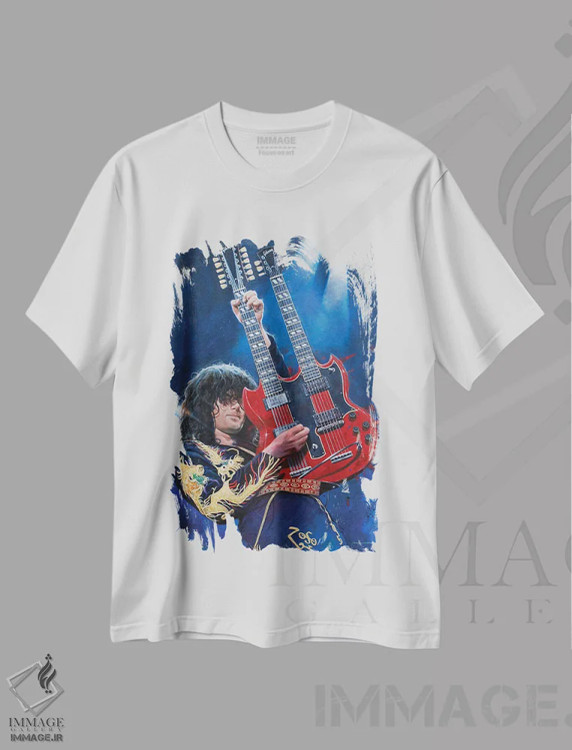 تیشرت سفید طرح دار جیمی پیج، هنر فاخر معاصر اثر کریگ کمپبل | immage.ir