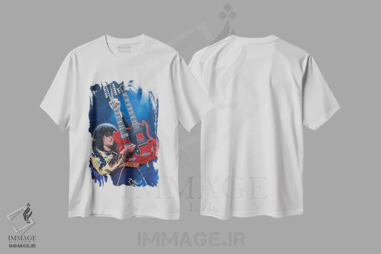 تیشرت سفید طرح دار جیمی پیج، هنر فاخر معاصر اثر کریگ کمپبل | immage.ir