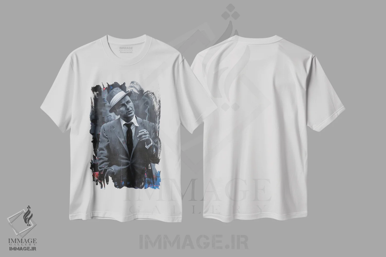 تیشرت سفید طرح دار فرانک سیناترا، هنر فاخر معاصر اثر کریگ کمپبل | فروشگاه ایماژ