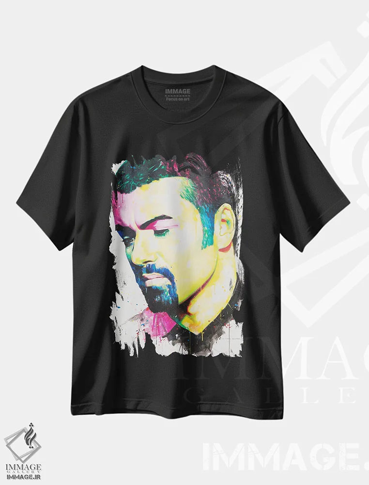 تیشرت مشکی طرح دار جورج مایکل، هنر فاخر معاصر اثر کریگ کمپبل | فروشگاه ایماژ