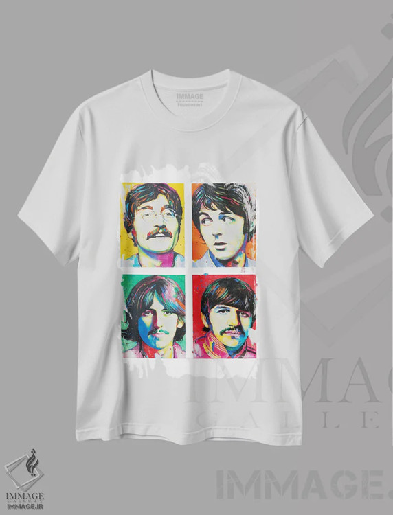 تیشرت سفید طرح دار بیتلز، هنر فاخر معاصر اثر کریگ کمپبل | immage.ir