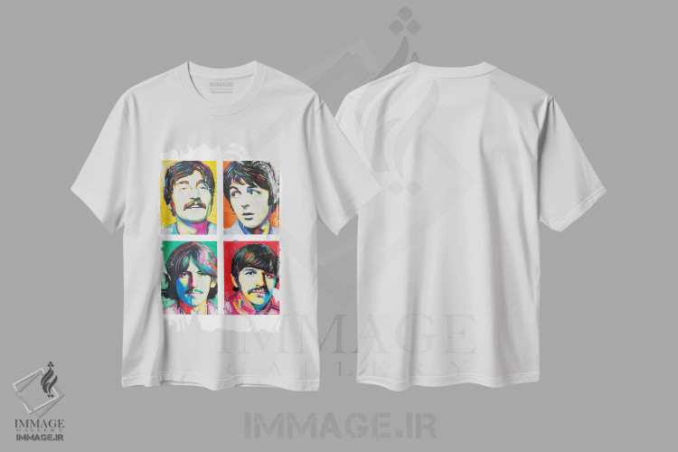 تیشرت سفید طرح دار بیتلز، هنر فاخر معاصر اثر کریگ کمپبل | immage.ir