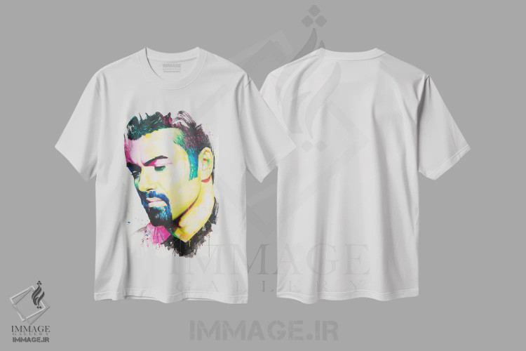 تیشرت سفید طرح دار جورج مایکل، هنر فاخر معاصر اثر کریگ کمپبل | immage.ir
