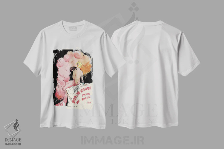تیشرت سفید طرح دار 1928,برنامه مولن روژ: پاریس که می چرخد، ۱۹۲۸، تزئینی اثر چارلز گسمر | فروشگاه ایماژ