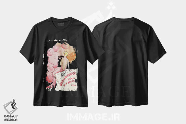 تیشرت مشکی طرح دار 1928,برنامه مولن روژ: پاریس که می چرخد، ۱۹۲۸، تزئینی اثر چارلز گسمر | immage.ir