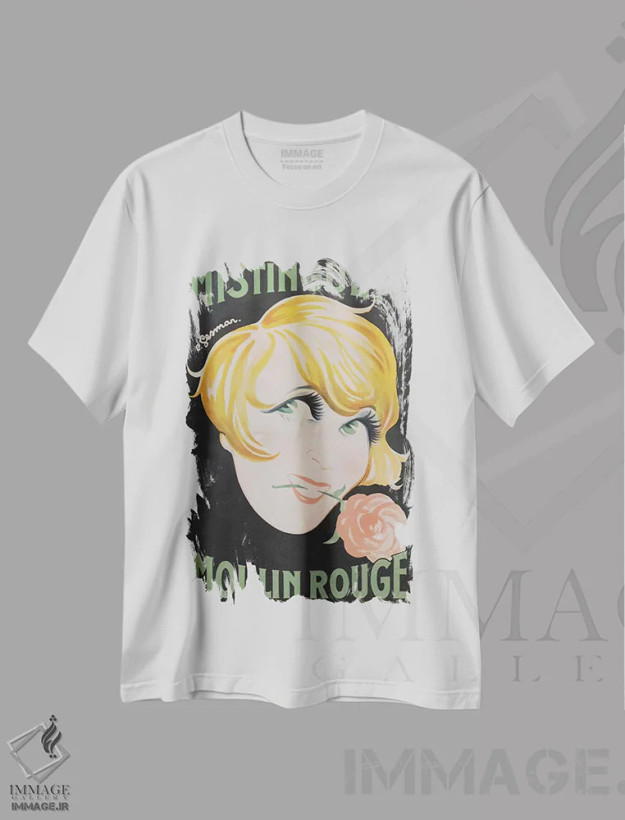 تیشرت سفید طرح دار 1928,تبلیغ میستنگت مولن روژ، ۱۹۲۸، تزئینی اثر چارلز گسمر | فروشگاه ایماژ