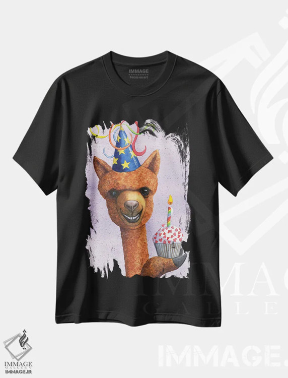 تیشرت مشکی طرح دار آلپاکای تولد، دکور معاصر اثر کترین جی مک الروی | فروشگاه ایماژ