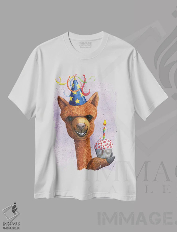 تیشرت سفید طرح دار آلپاکای تولد، دکور معاصر اثر کترین جی مک الروی | immage.ir