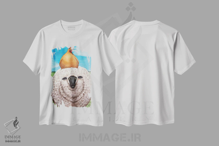 تیشرت سفید طرح دار هی، گوسفند بانمک!، دکور معاصر اثر کترین جی مک الروی | فروشگاه ایماژ