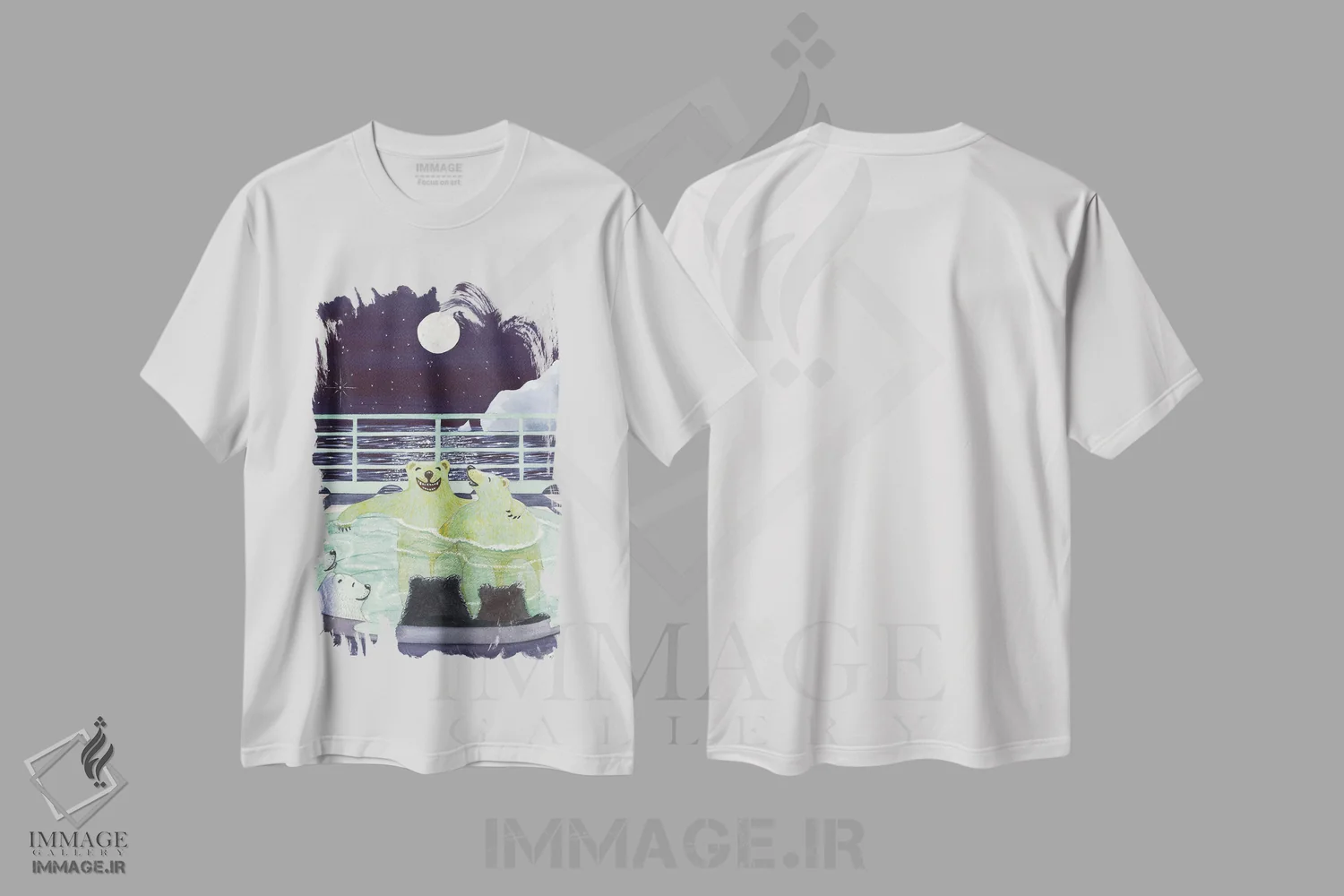 تیشرت سفید طرح دار توی جکوزی رفتن، دکور معاصر اثر کترین جی مک الروی | فروشگاه ایماژ