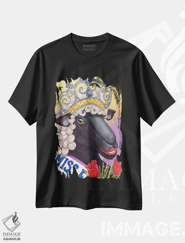 تیشرت مشکی طرح دار خانم جهان گوسفندی!، دکور معاصر اثر کترین جی مک الروی | فروشگاه ایماژ