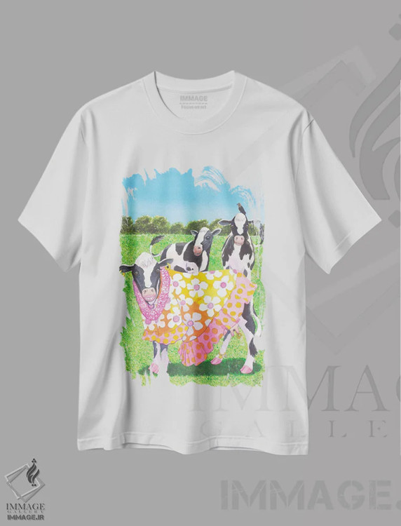 تیشرت سفید طرح دار مو-مو، دکور معاصر اثر کترین جی مک الروی | فروشگاه ایماژ